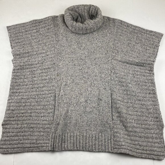 Athleta Donegal Passage Cowl Neck Sweater Poncho Women's XS Wool Blend Pocket - Picture 1 of 8